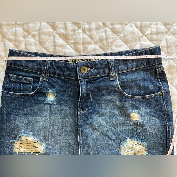 Mossimo Supply Co. Distressed Denim Mini Skirt - Dark Blue - Picture 5 of 5